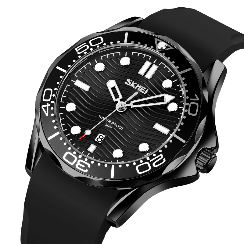 Skmei 9276PBKBK Black-Black Silicone Strap
