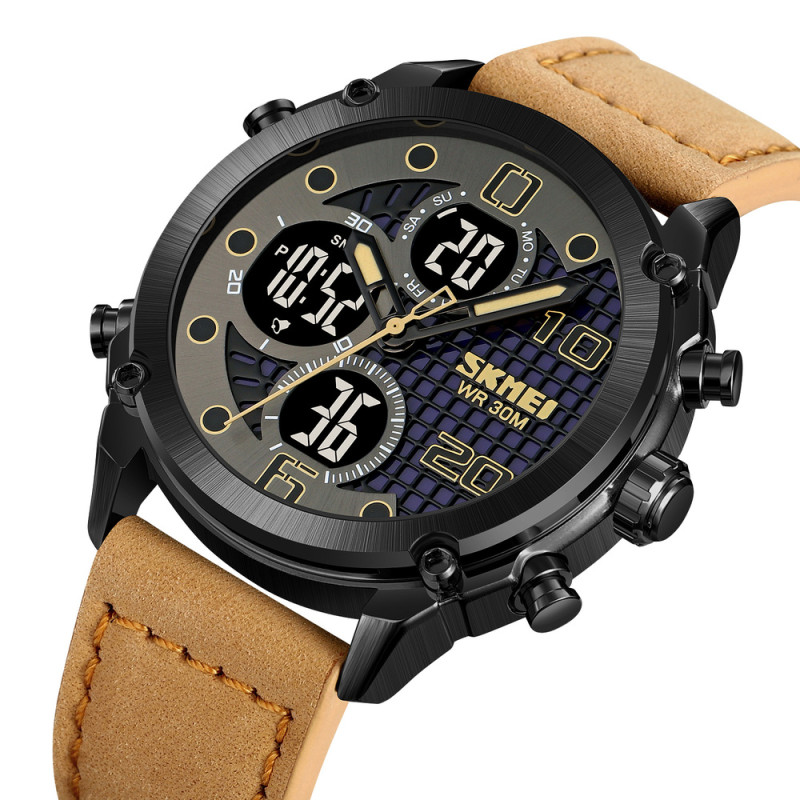 Skmei 1975LLTBNBK Light Brown-Black Leather. SALE
