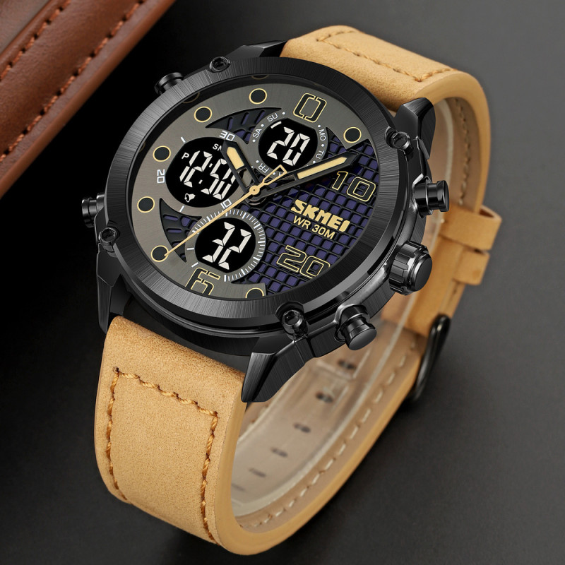 Skmei 1975LLTBNBK Light Brown-Black Leather. SALE