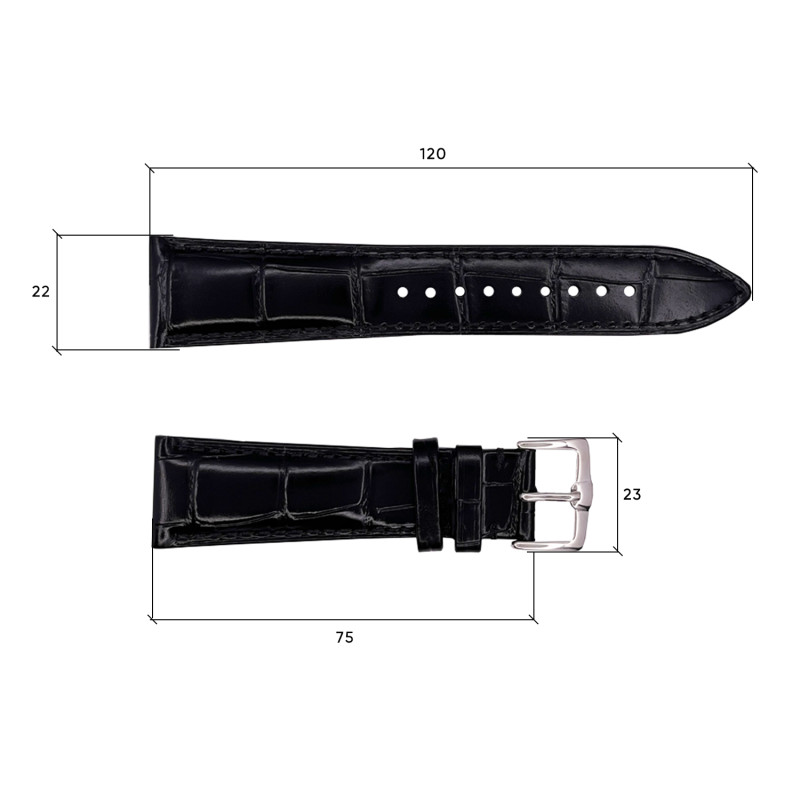Шкіряний ремінець Premium 22х18 мм. Black