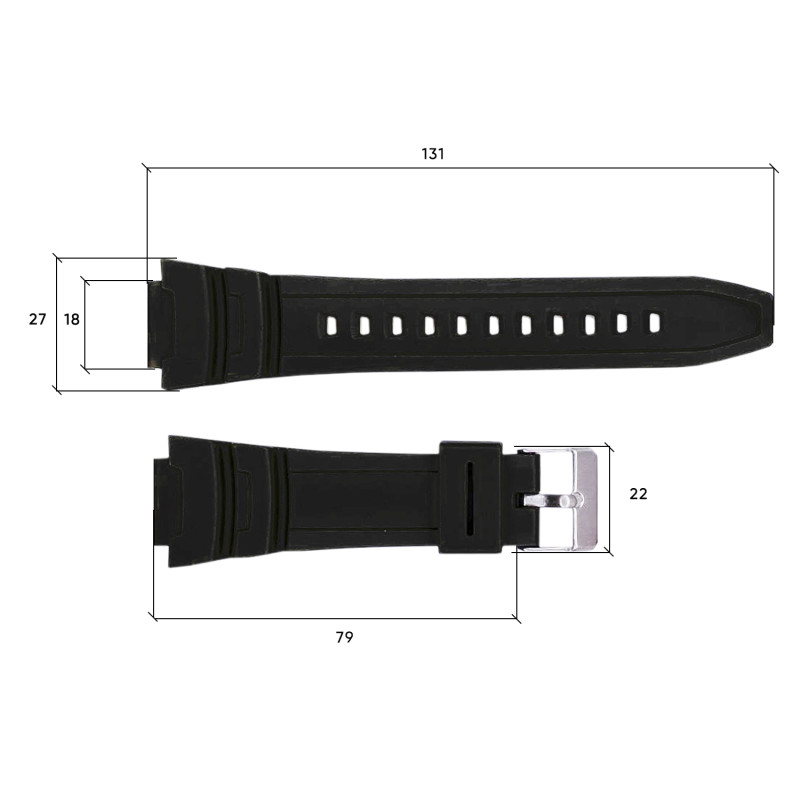 Ремінець для годинника Skmei 1454BKBK Black-Black