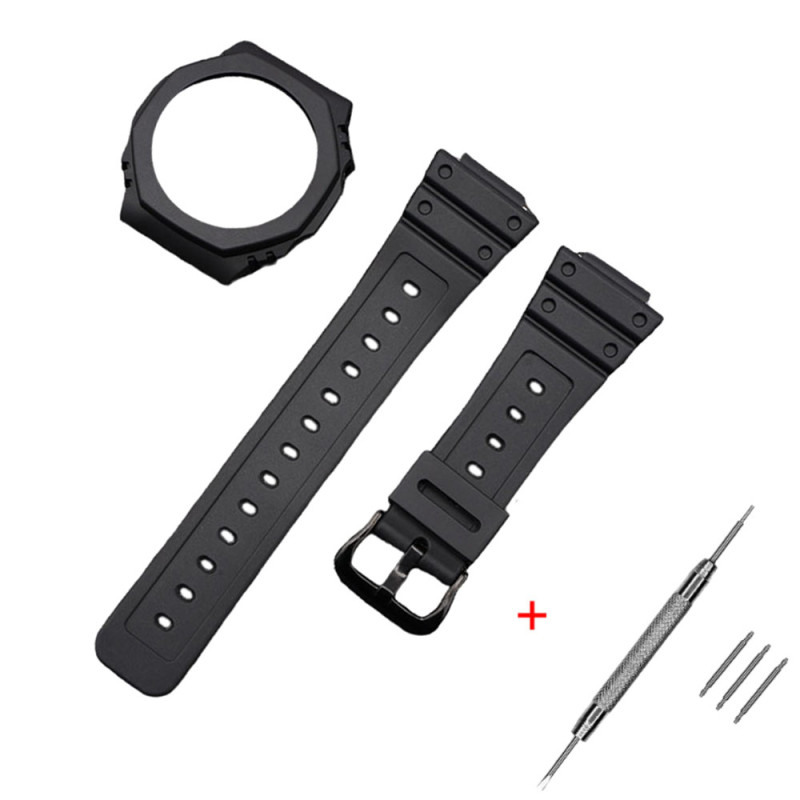 Ремінець + безель (рант) для Casio G-Shock GA-2100 Black BK