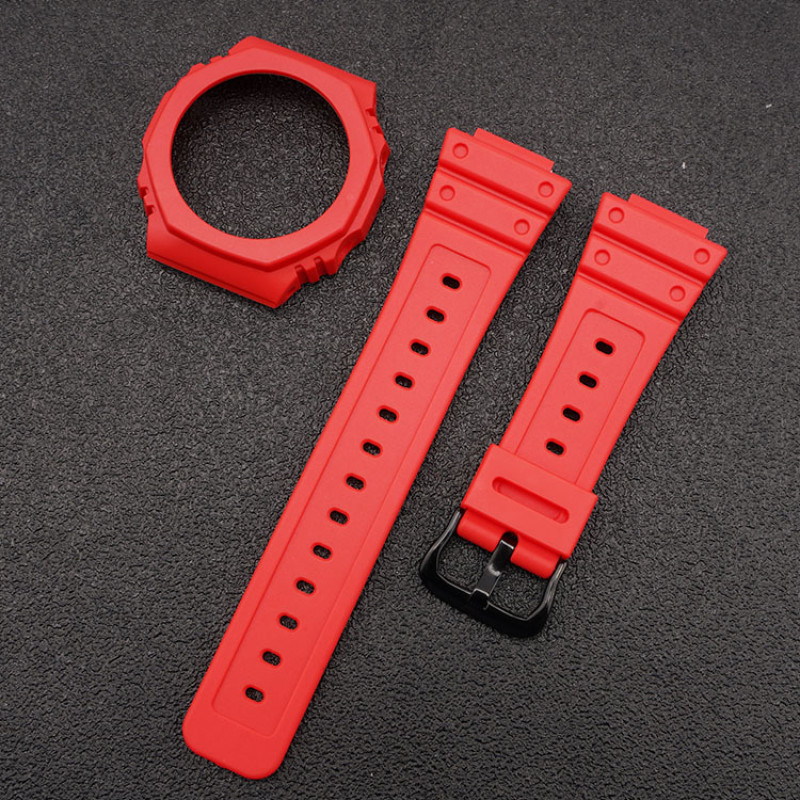Ремінець + безель (рант) для Casio G-Shock GA-2100/GA-2110 Red Black