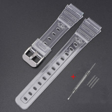 Ремешок для Casio G-Shock F-84/94/105, F-91W, AE1300 Jelly Transparent Silver