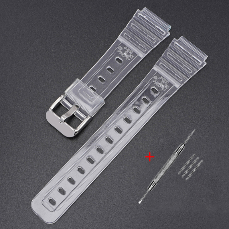Ремінець для Casio G-Shock F-84/94/105, F-91W, AE1300 Jelly Transparent Silver