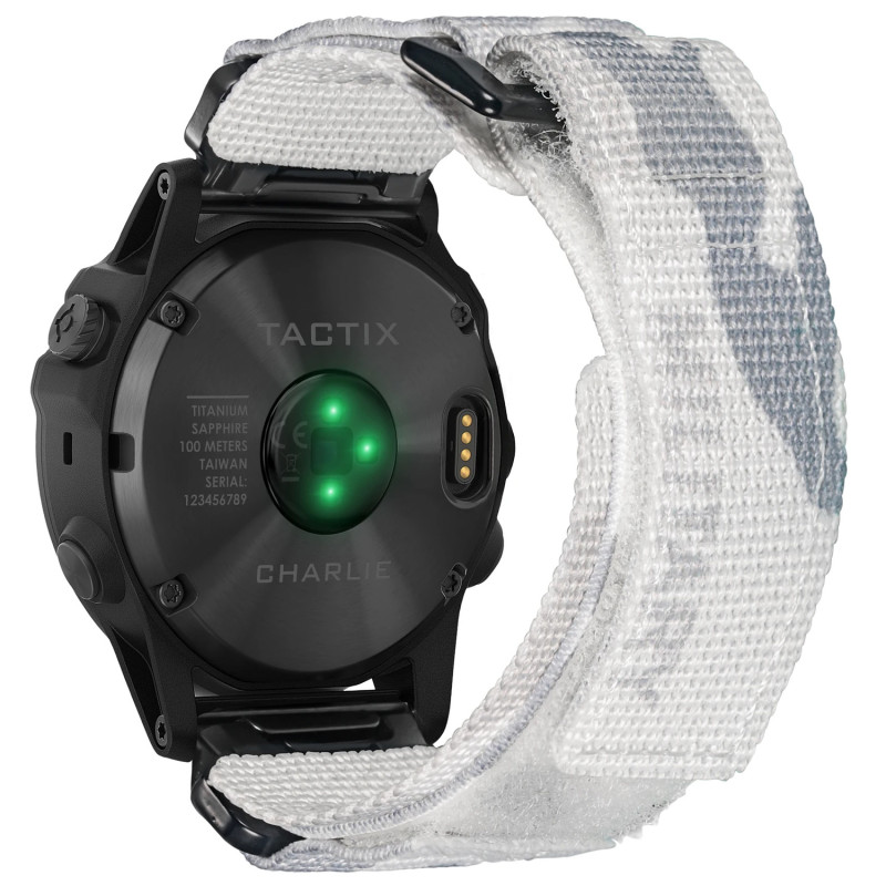 Ремінець для годинника Hemsut HGA131 Military nylon strap with Velcro Garmin Camo  White  22 mm