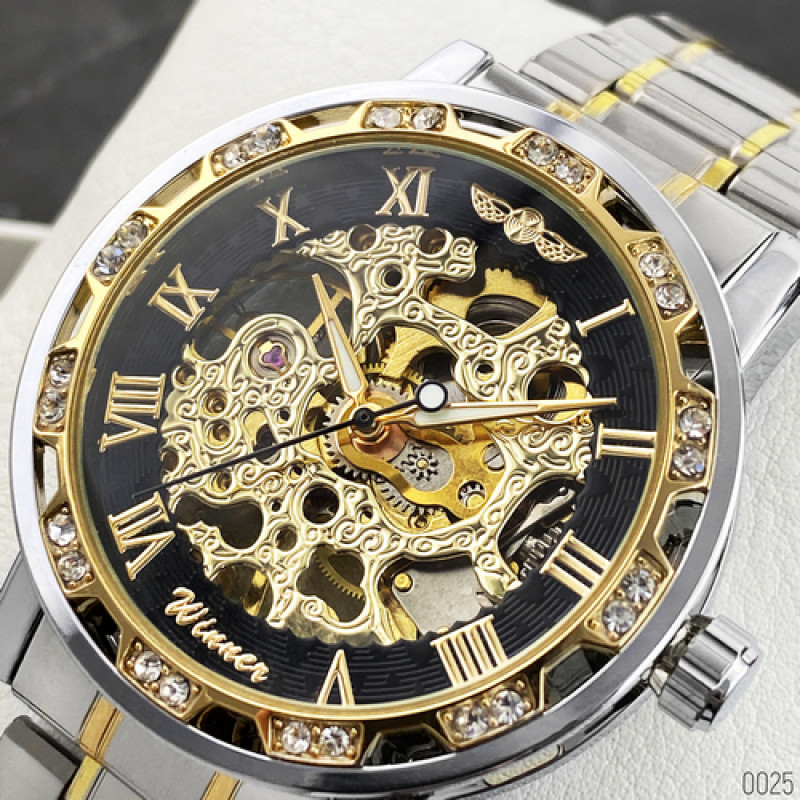 Winner 8012 Diamonds Automatic Silver-Black-Gold