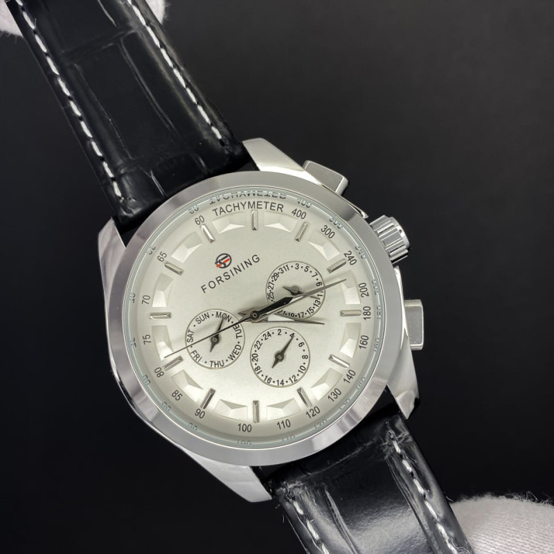 Forsining 6625 Silver-White Leather