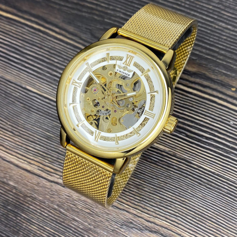 Forsining 8173 Gold-White Mesh