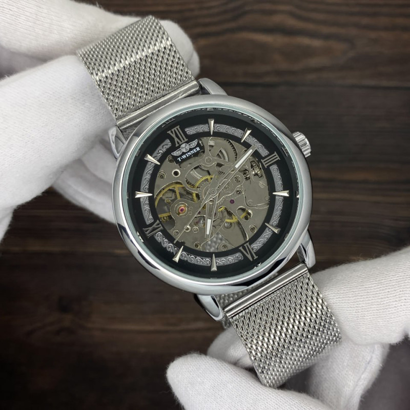 Forsining 8173 Silver-Black Mesh