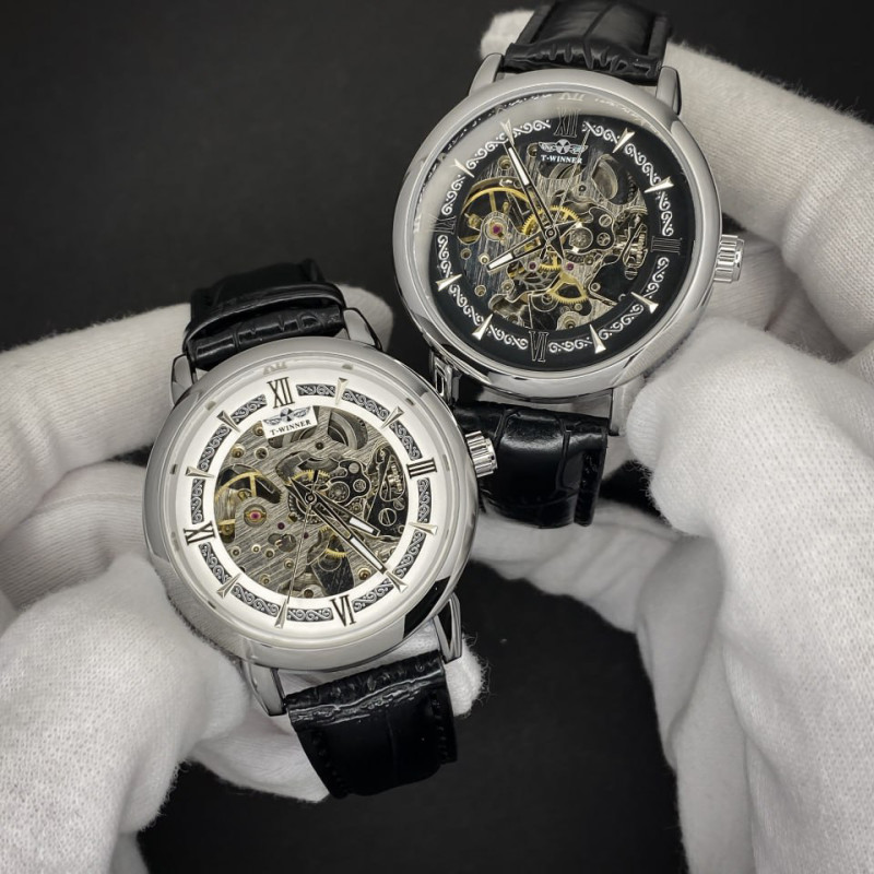 Forsining 8173 All Black-Gold Leather