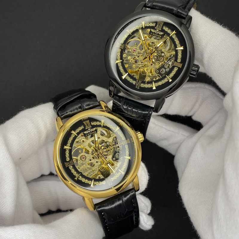 Forsining 8173 Gold-Black Leather