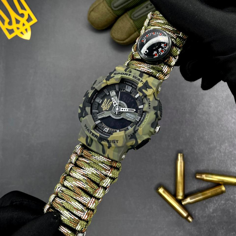 Awarder 005 Тризуб золото Camo Green Паракордовий ремінець Camo Green