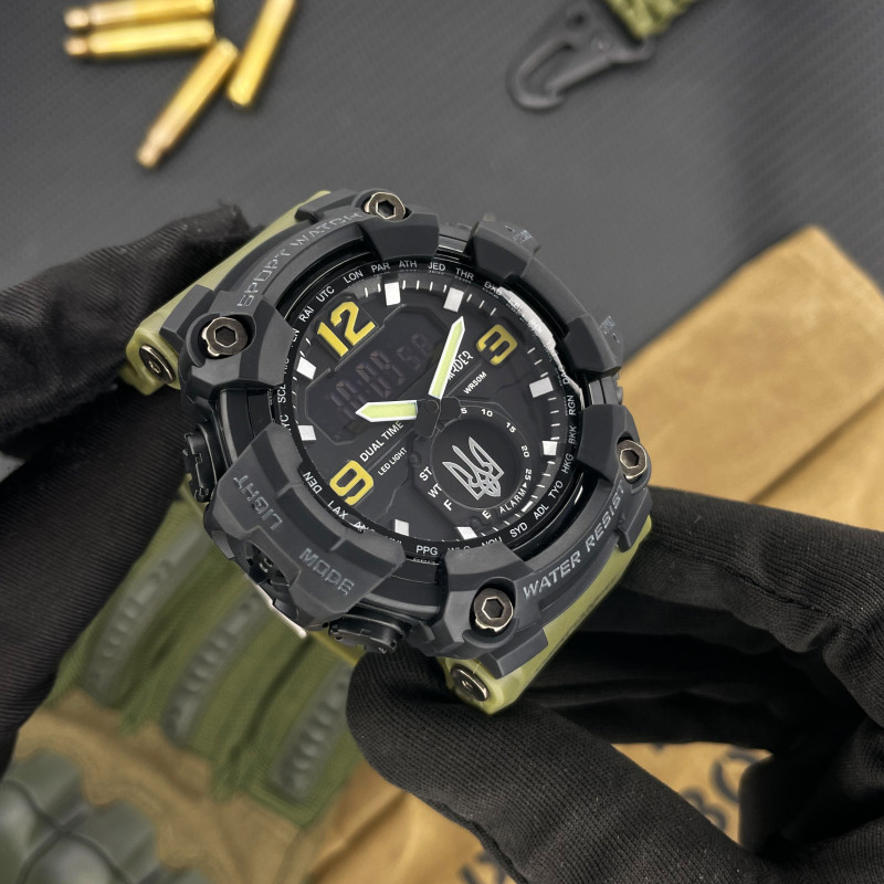 Awarder 004 Тризуб срібло  Army Green-Black