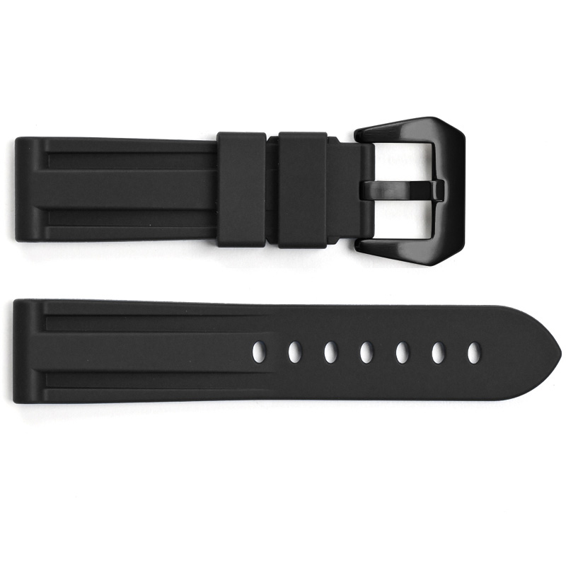 Ремінець для годинника 3001 Silicone Black-Black 24 мм.