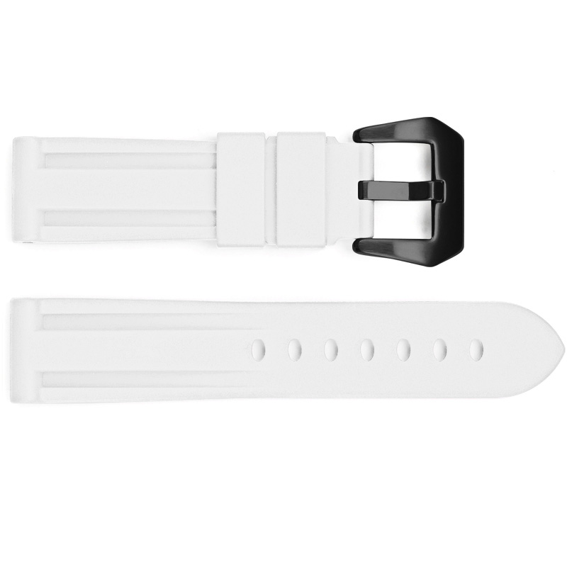 Ремінець для годинника 3001 Silicone White-Black 24 мм.
