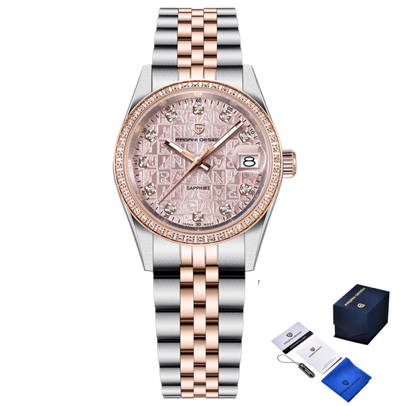 Pagani Design PD-1794L Silver-Rose Gold-Pink