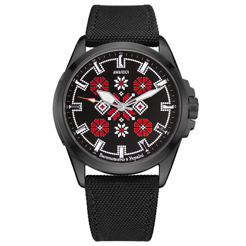 Awarder Embroidery Black-Red Black Battery 10ATM