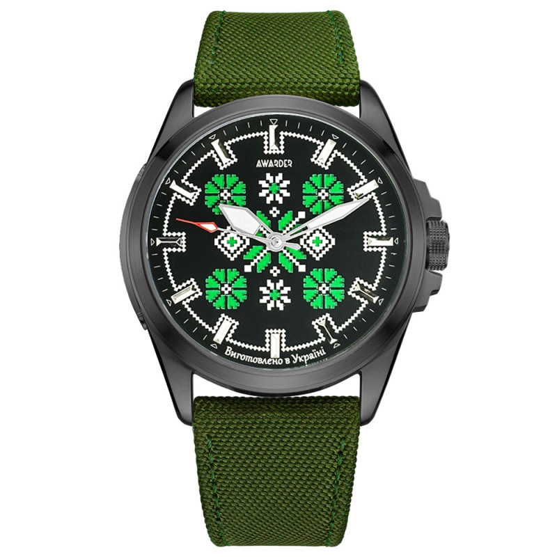 Awarder Embroidery Black-Green Green  Battery 10ATM