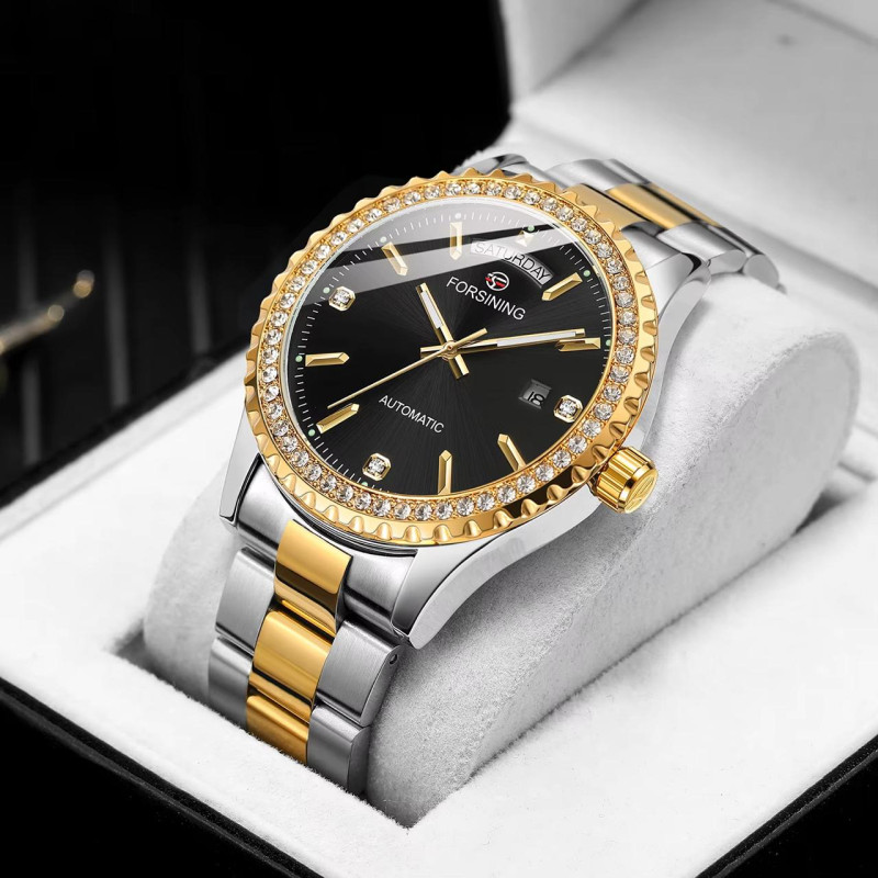 Forsining 6919 Silver-Gold-Black Steel