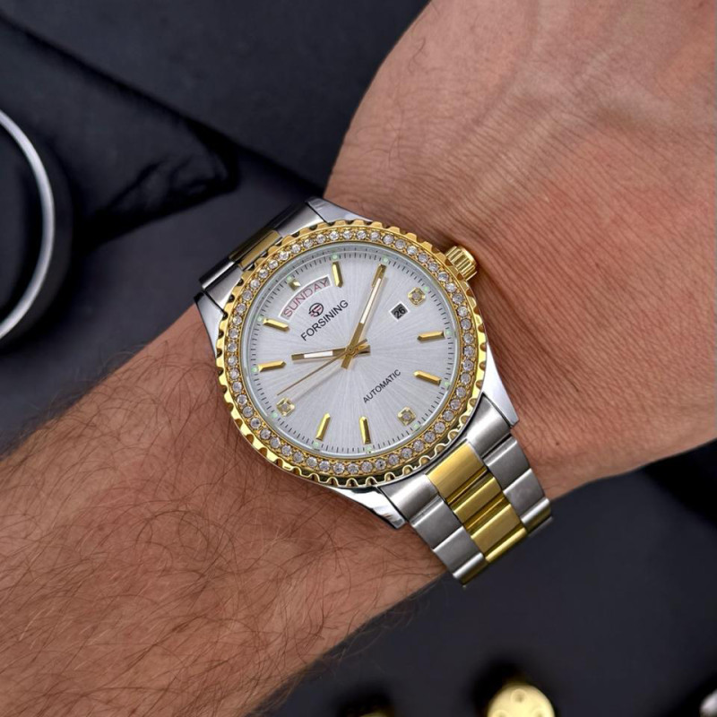 Forsining 6919 Silver-Gold-White Steel