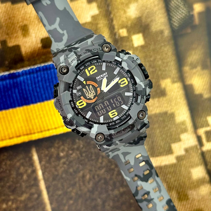 Patriot 002CMGYUAGD Тризуб золото Сірий камуфляж + Коробка.