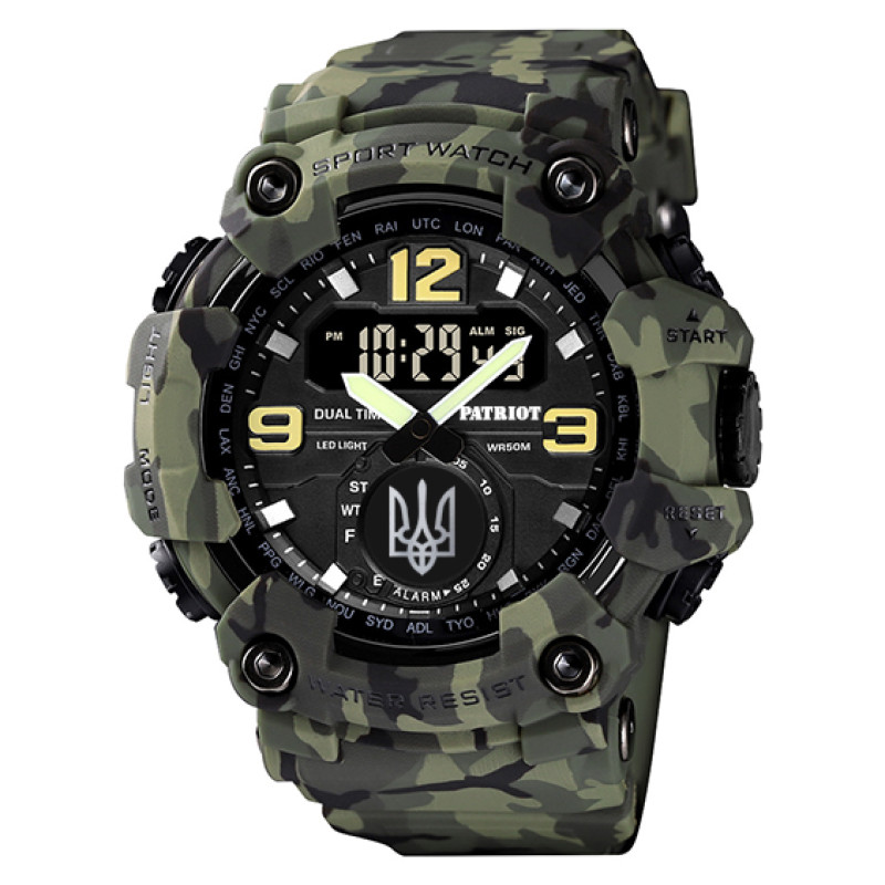 Patriot 004CMGRUASI Тризуб срібло Зелений камуфляж + Коробка.