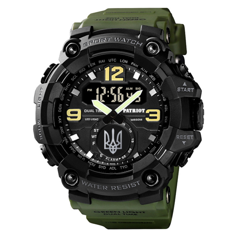 Patriot 004AGUASI Тризуб срібло Зелені + Коробка.