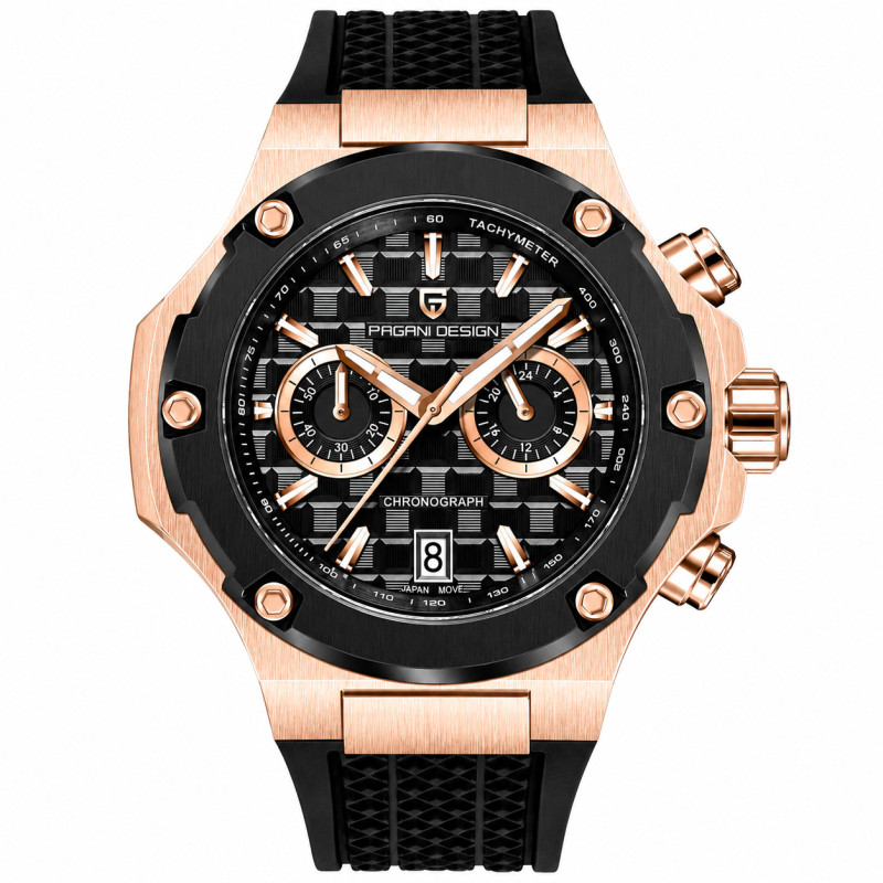 Pagani Design PD-YS032 Rose Gold-Black-Black Rubber