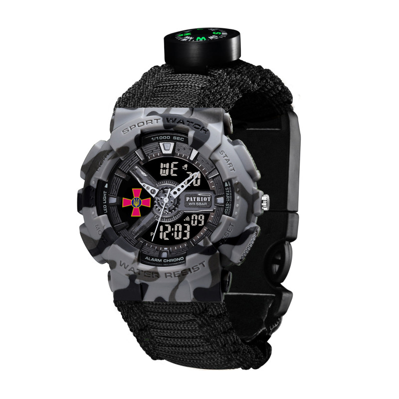 Patriot 005CMGYSU ЗСУ Сірий камуфляж Паракордовий ремінець Black + Коробка