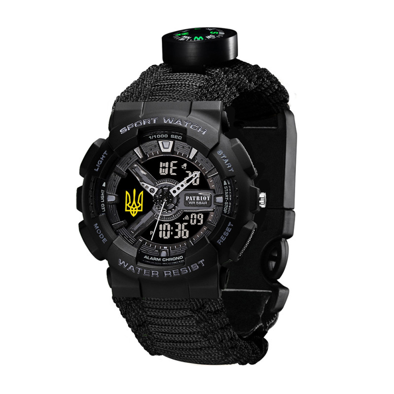 Patriot 005 Тризуб золото Black Паракордовий ремінець Black + Коробка