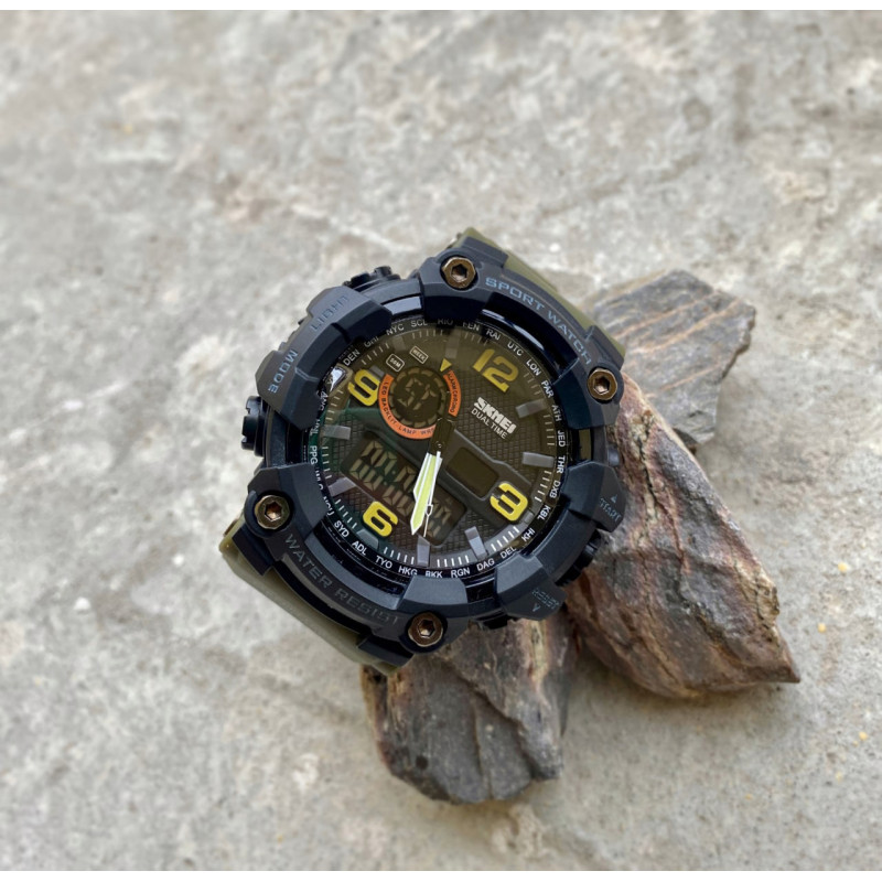 Skmei 1520AG Black-Military Wristband. SALE
